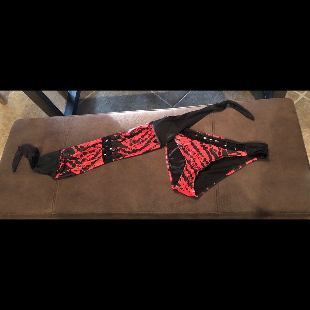 Crash and Burn Bandeau top, bikini cut bottoms